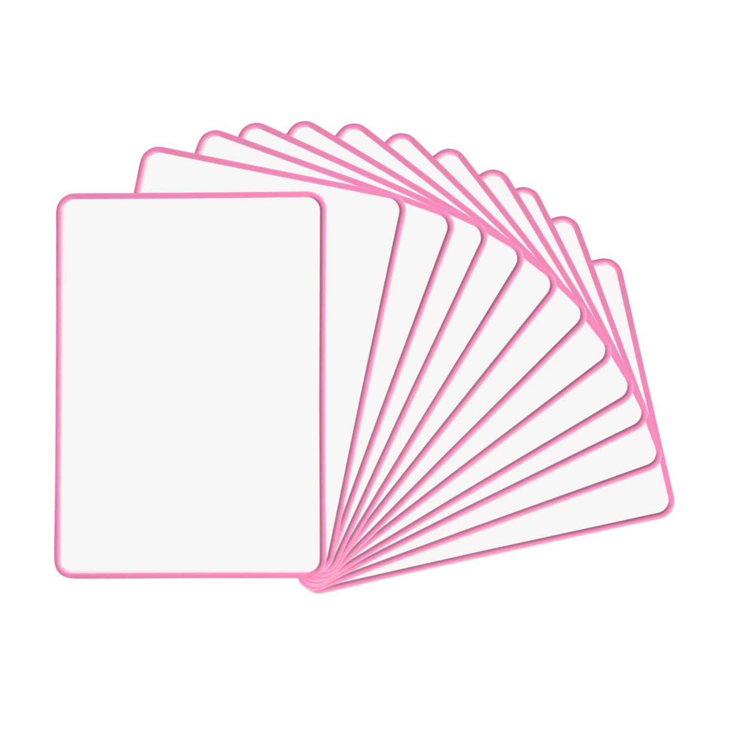 Pack of 12 A4 Double Sided Magnetic Erasable MDF Plain Whiteboards with Pink Border