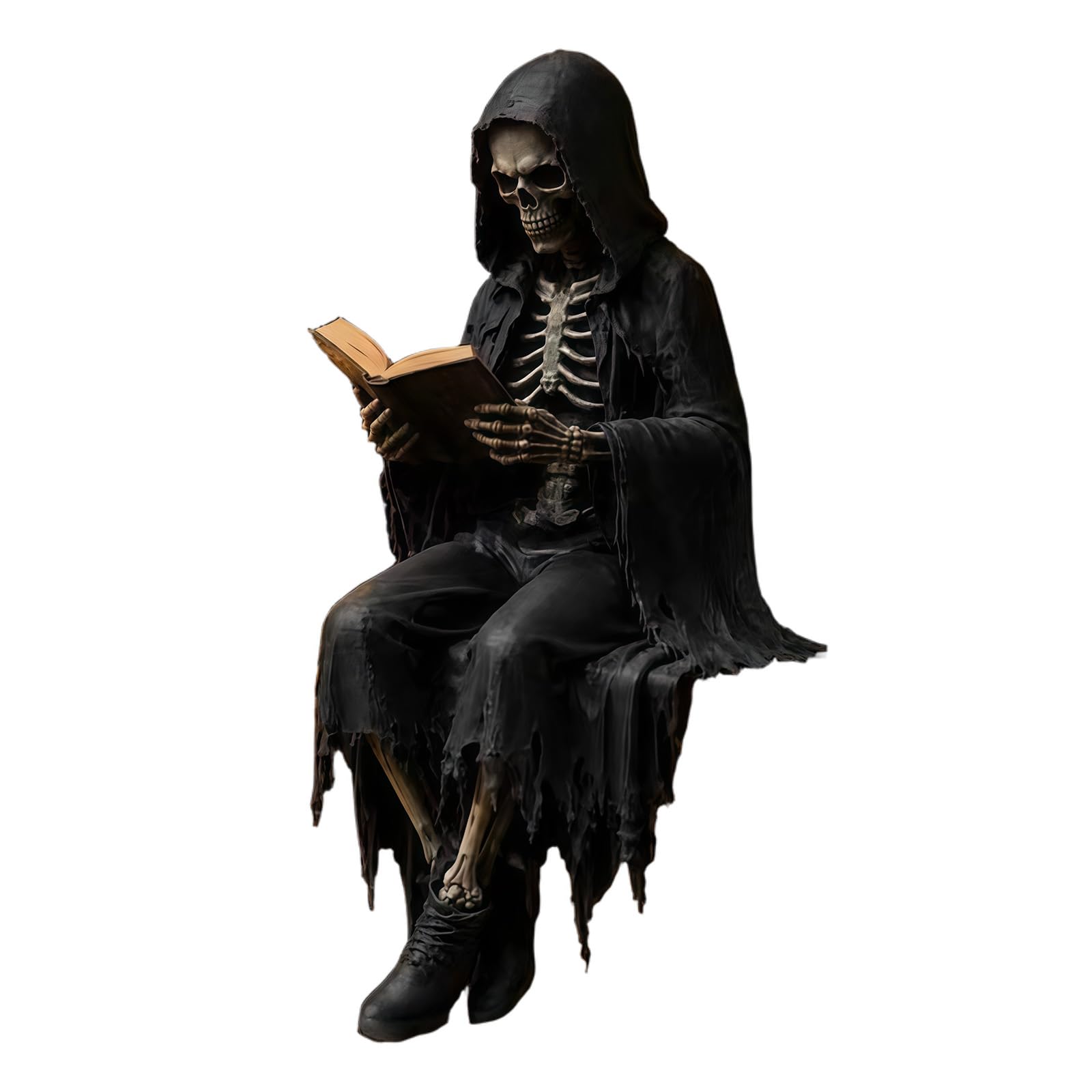 Shelf Sitter Gothic Reading Figurine Resin Decor for Dark Fantasy Rooms, Bookcases, and Desktop Display Styling Gothic Reading Figurine Dark Fantasy Shelf Sitter Decor Bookshelf Statue Desk Ornament