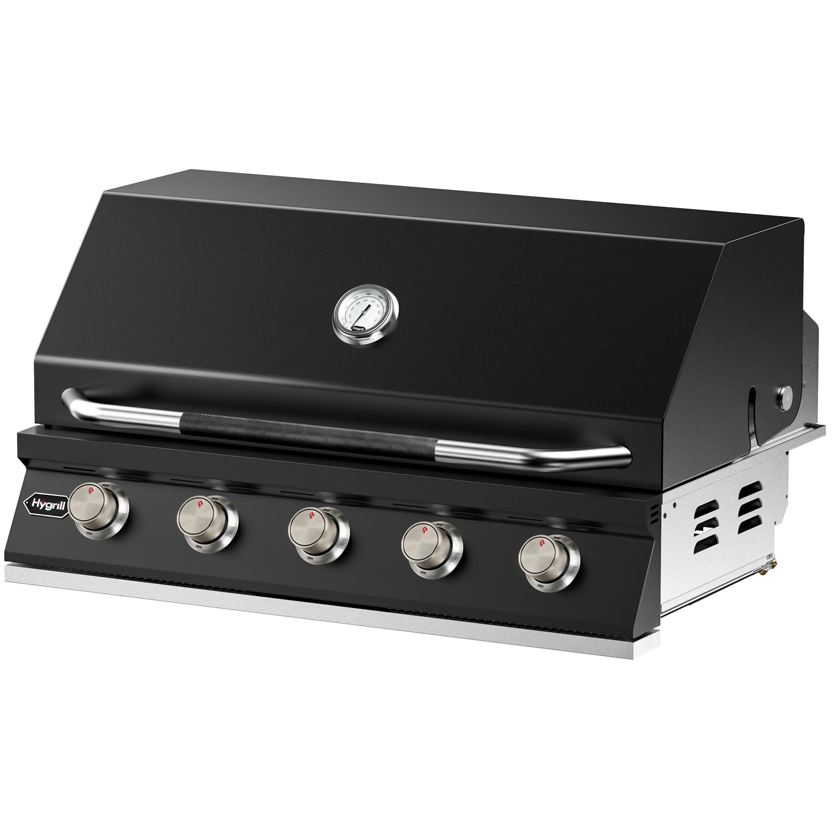 Hygrill - Parrilla integrada de 40 pulgadas para propano líquido, de acero inoxidable, para cocina al aire libre, 5 quemadores, color negro