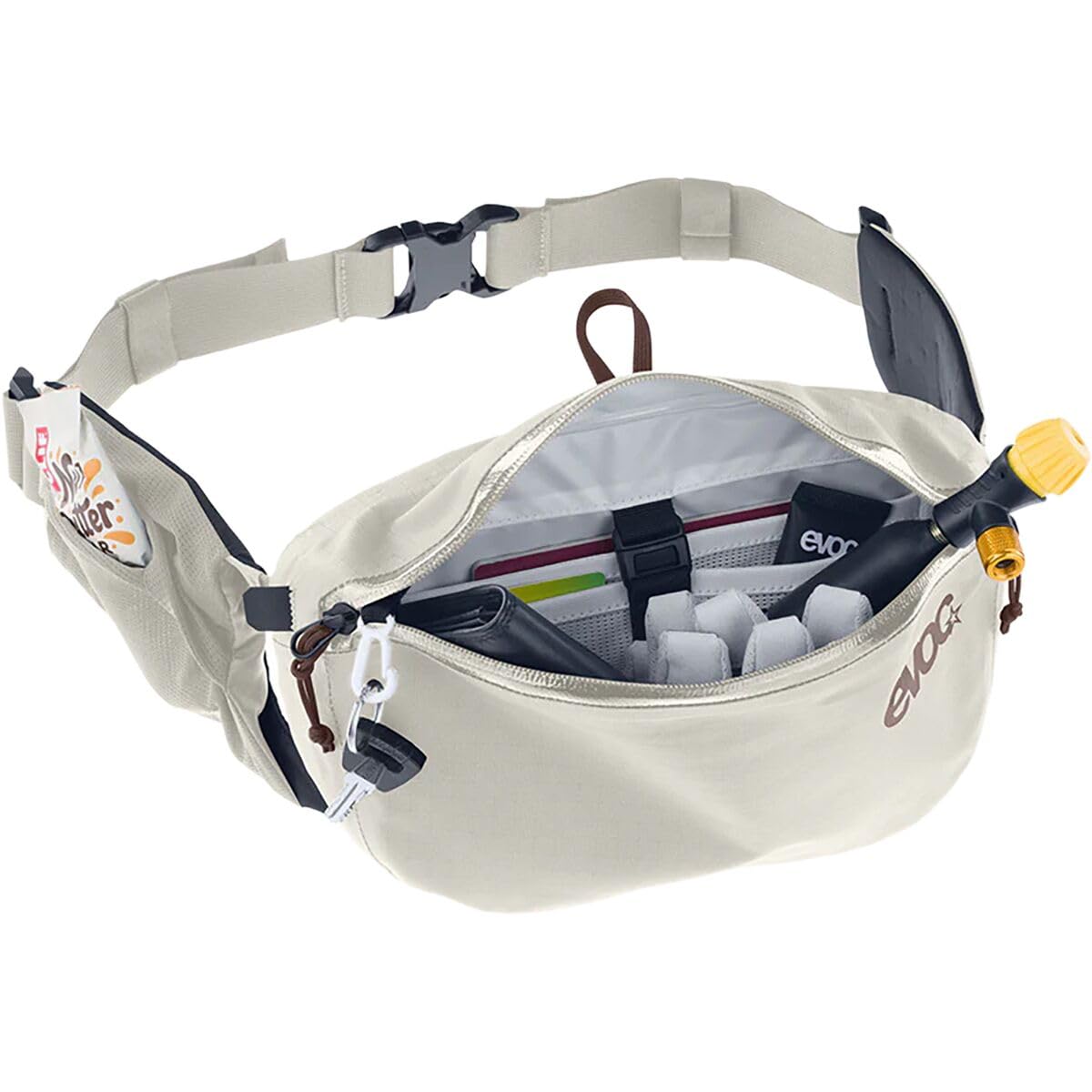 EVOC Hip Pouch 3D WP 2 Wasserdichte Lauf-Hüfttasche mit 3D-Luftpolster-System, versiegelte Nähte und wasserdichte Reißverschlüsse, atmungsaktiv, 360-Grad-Luftzirkulation, hellbraun (Sand), leicht
