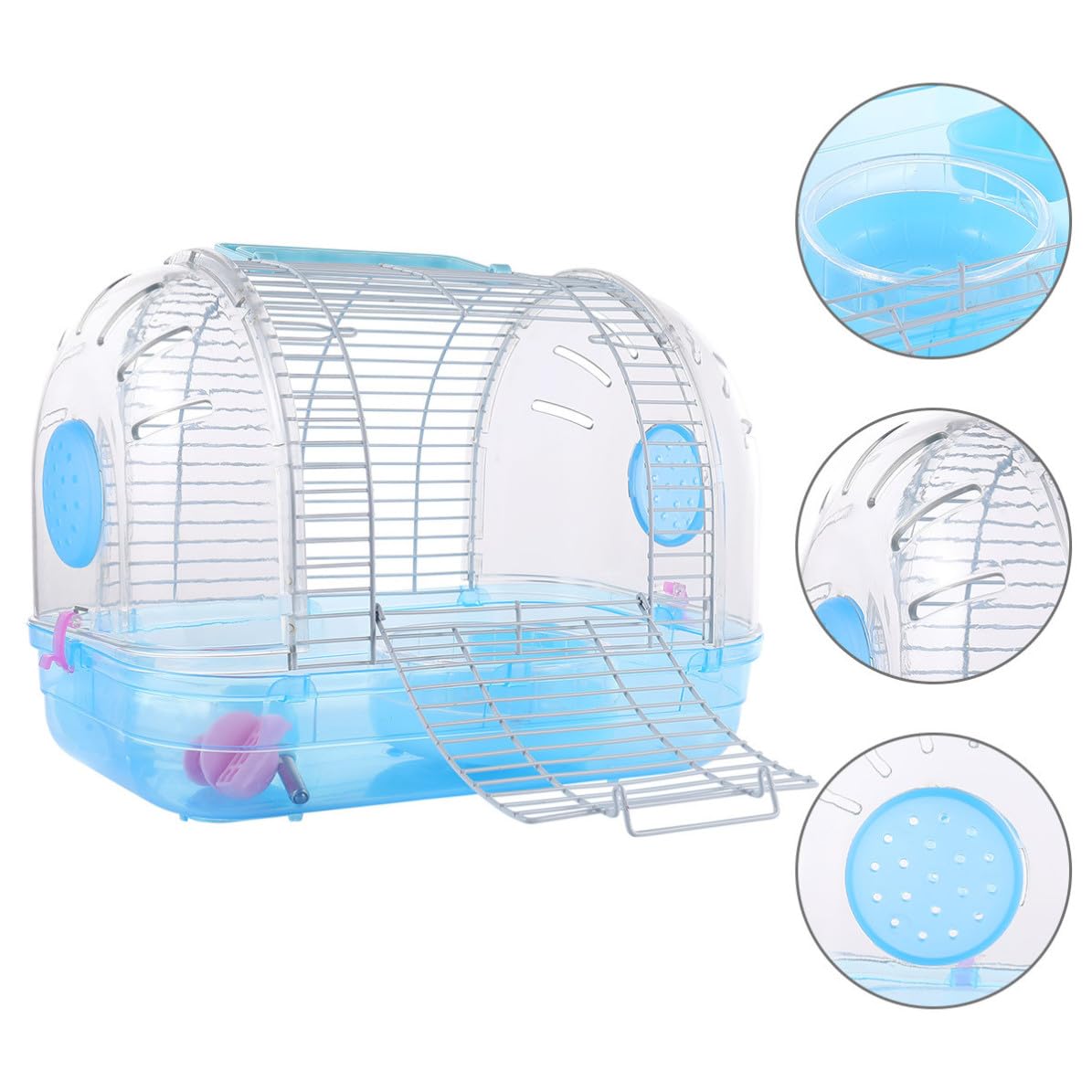Transparente Kunststoff Haustier Transportbox mit Griff für Hamster Blau