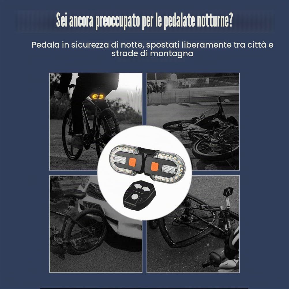 Fanale posteriore per bici con indicatori di direzione, telecomando wireless ricaricabile tramite USB, luci posteriori staccabili per mountain bike notturne e sicurezza