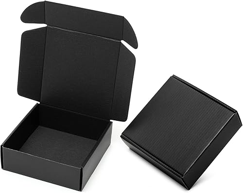 Miniatura 1 de Mcfleet Cajas de envío pequeñas negras de 6 x 6 x 2 pulgadas, paquete de 24 cajas de correo de cartón corrugado para pequeñas empresas, con bloqueo