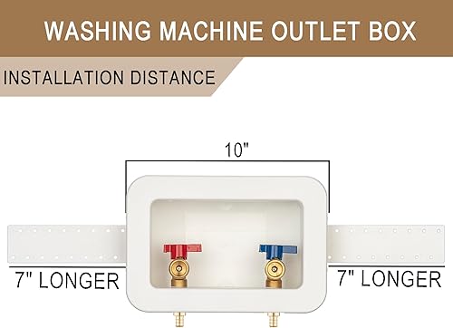 Miniatura 9 de 1 unidad Lingmfg - Caja de salida para lavadora de 12 pulgada PEX-B con drenaje central de 2 pulgadas, conecta mangueras de lavadora de 34 pulgadas