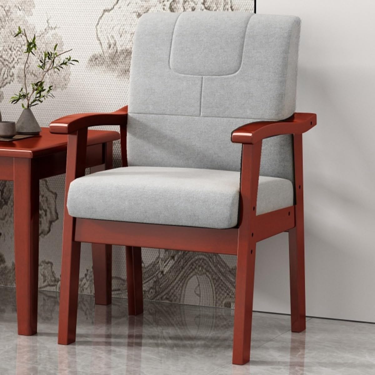 ASerZenith Executive Office Chair With Padded Seat & Arms Conference & Waiting Room Chair For T & Support Design For Professal Use,A-Red Legs