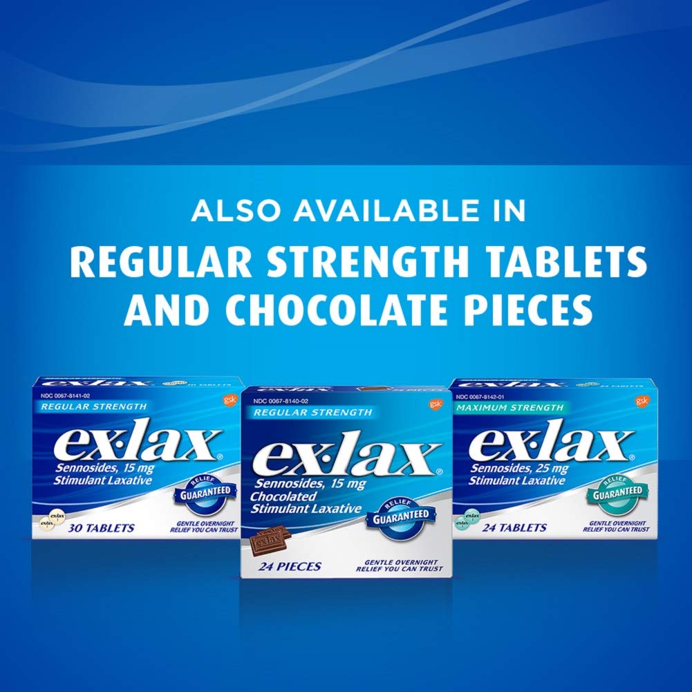 ExLax Maximum Strength Sennosides, 25 mg, Stimulant Laxative Tablets