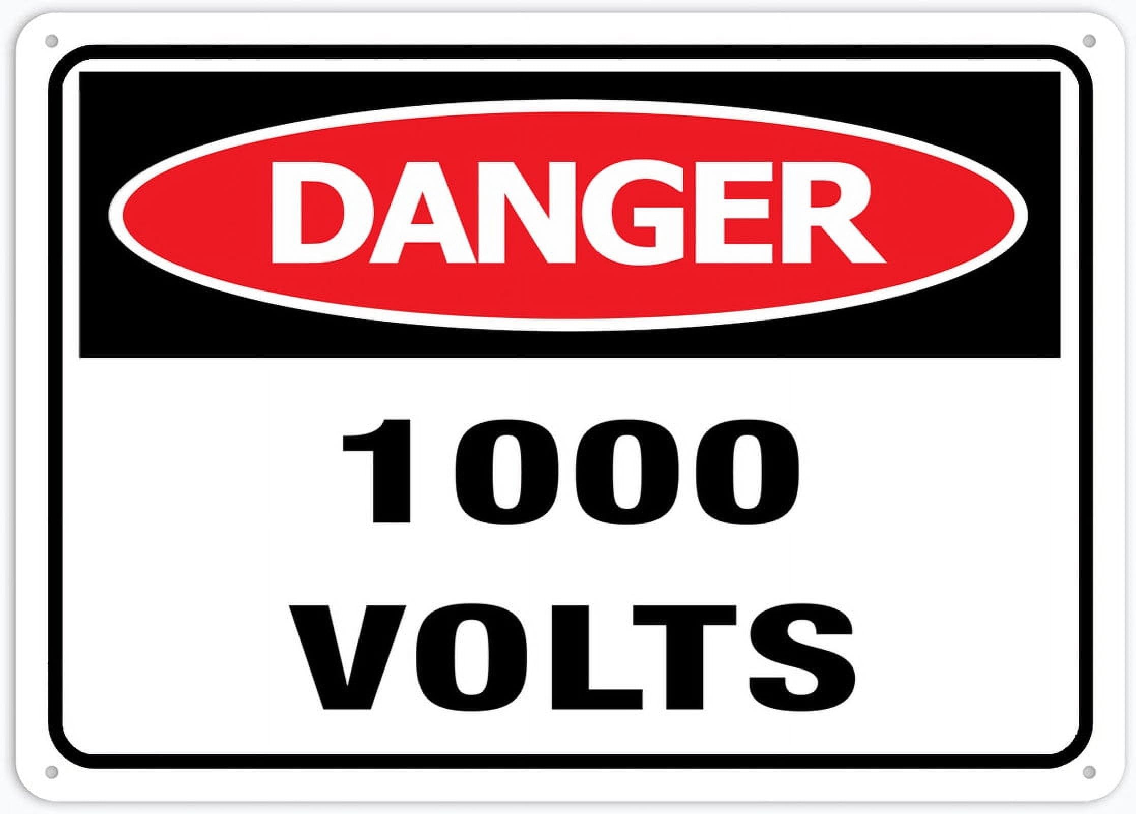peiyeety Danger 1000 Volts Sign Signs Outdoor, Uv Printed Aluminum 12x16 Inches, Weatherproof and Security Signs for Home Or Business