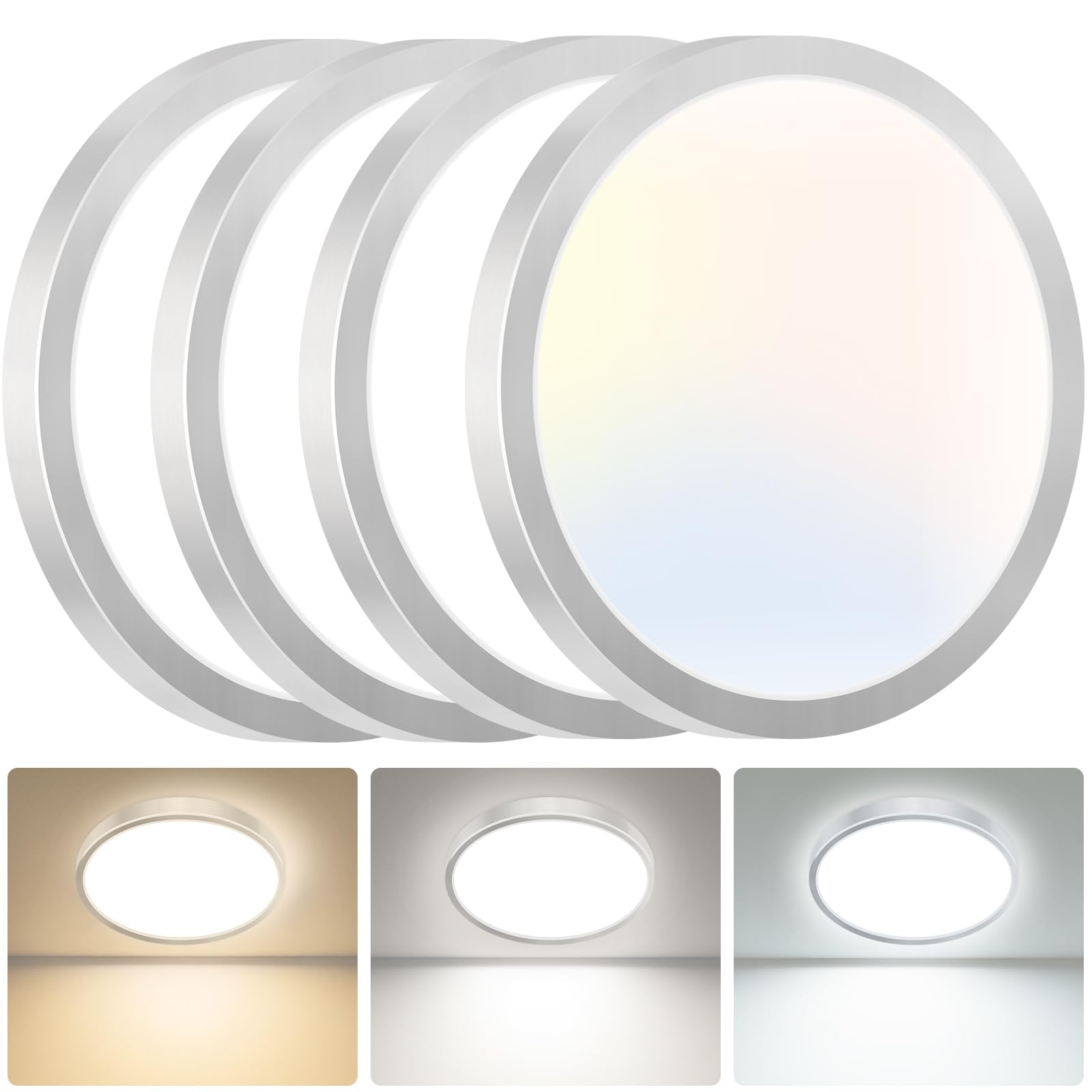 hepside Bathroom Light,3000K/4000K/6500K 3 Color Temperature, Waterproof IP54,Round,Flat,Small,LED Flush Ceiling Light for Bathroom, Kitchen,Bedroom,Hallway,Porch and More — view 27