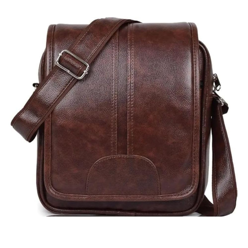Men’s Leather Crossbody Messenger Bag Sling Shoulder Bags for Office, Travel & Casual Use, Adjustable Strap, Premium PU Leather, Front Flap Zip-image-43