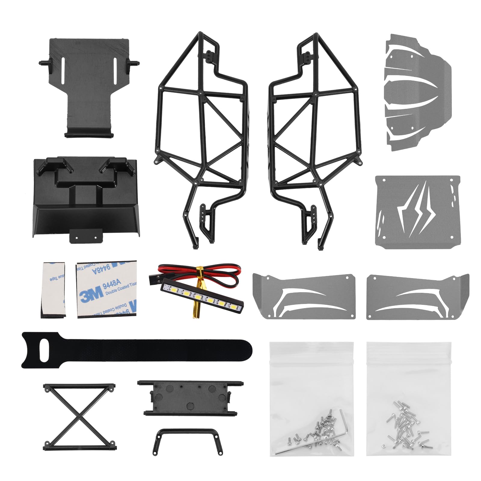 INJORA Nylon Rock Buggy Scocca Pannelli Alluminio Kit Telaio per 1/24 RC Crawler Car Axial SCX24 C10 JLU Bronco Base Camp Upgrade Parts，Grigio