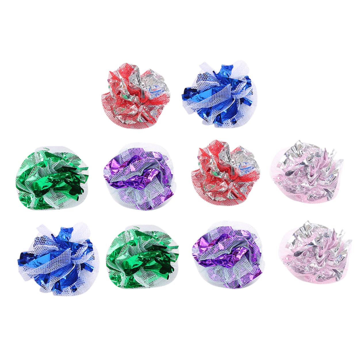 Parliky 20pcs Cat Crinkle Balls Lightweight Squeaky Teaser for Cats and Kittens Fun Lace Balls to Chase Scratch and Pounce Random Colors
