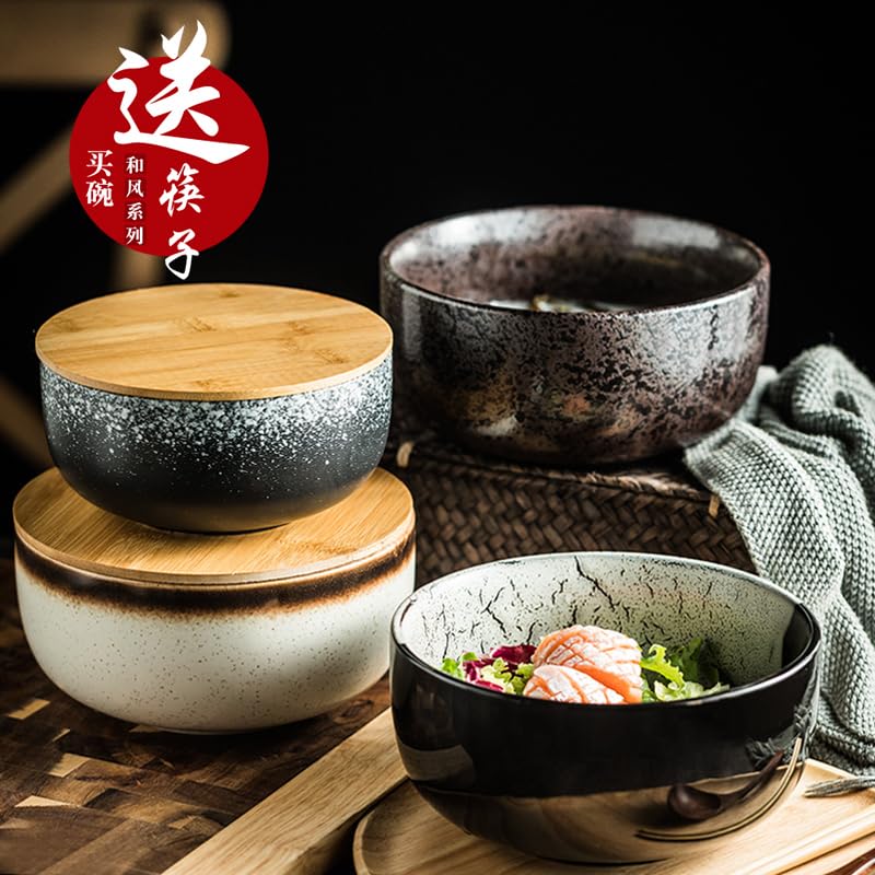 Ceramiczna zastawa stołowa Kreatywna japońska miska na makaron błyskawiczny gospodarstwa domowego duża ceramiczna miska na zupę z makaronem miska Congee miska do ramenu miska zastawa stołowa (Color :