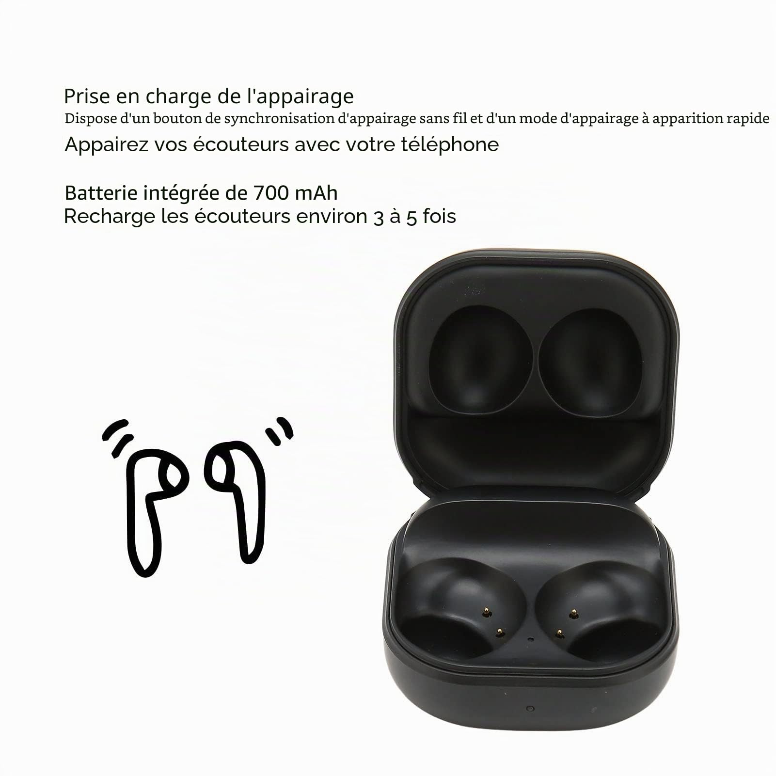 Remplacement du Boîtier de Charge sans Fil des écouteurs pour Buds 2, Charge de Type C, Batterie 700 MAh, Boîtier de Charge Uniquement