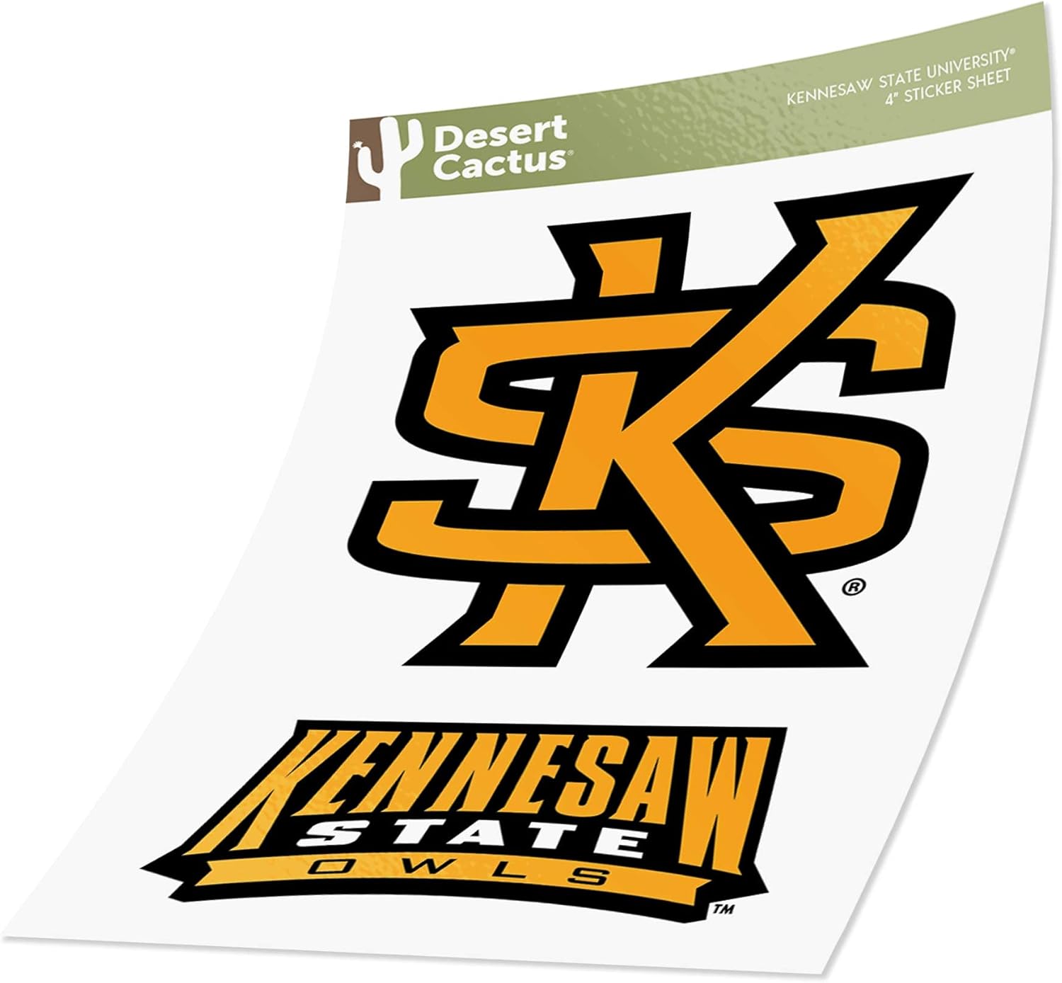 Desert Cactus Kennesaw State University Sticker Kennesaw State Owls Vinyl Decal Laptop Water Bottle Car Scrapbook Sheet (4 Inch Set V1) - Image 3