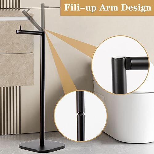 Miniatura 5 de Soporte de papel higiénico, almacenamiento de papel higiénico independiente para baño, soporte de papel higiénico de acero inoxidable con reserva