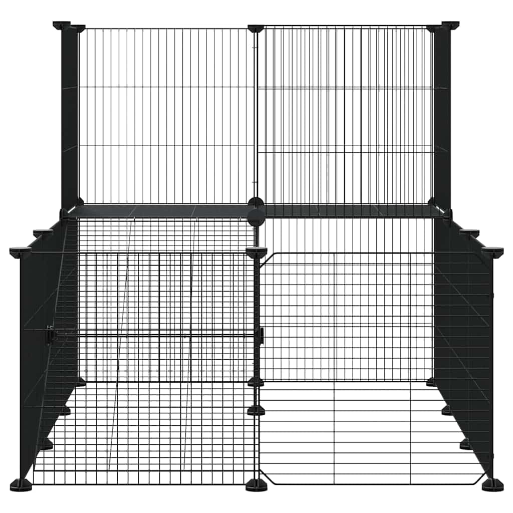 Jaula de 20 piezas para animales pequeños, de acero con recubrimiento en polvo, 35 x 35 cm, con puerta, casa para roedores para conejos, interior y balcón de jardín
