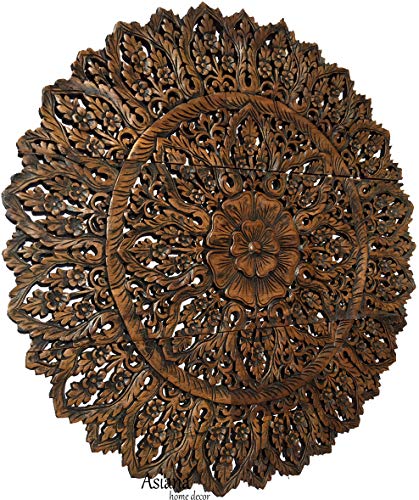 Medallion Bali Lotus Wood Carved Wall Panel Asian Wall Art Home Decor 36 Set Of 3 Brown Buy Online In Cayman Islands At Cayman Desertcart Com Productid 140261297