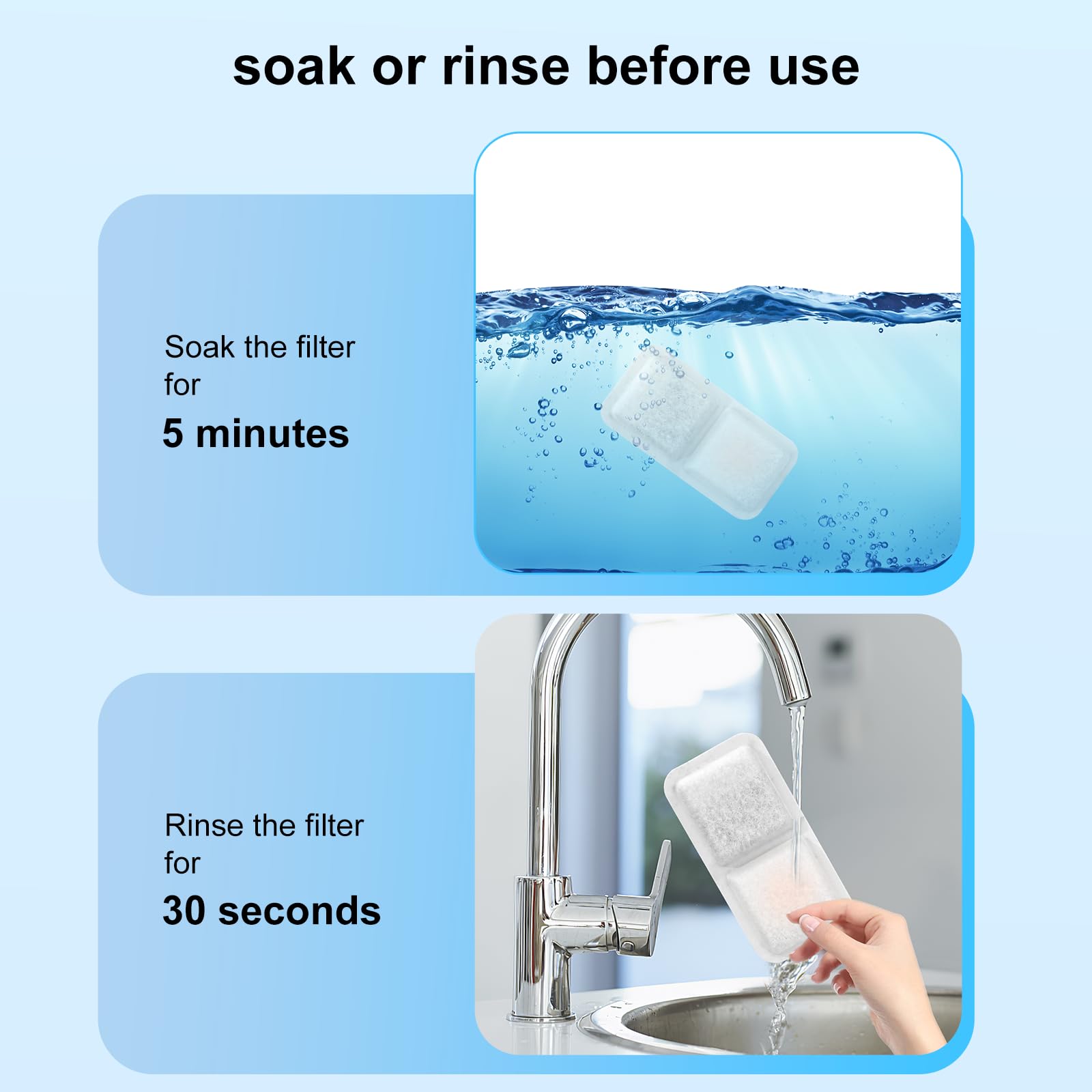 Filtros de fuente de agua para gatos de repuesto compatibles con fuente de agua para gatos, filtros de fuente para gatos para filtros de fuente de acero inoxidable de 2 L (paquete de 12)