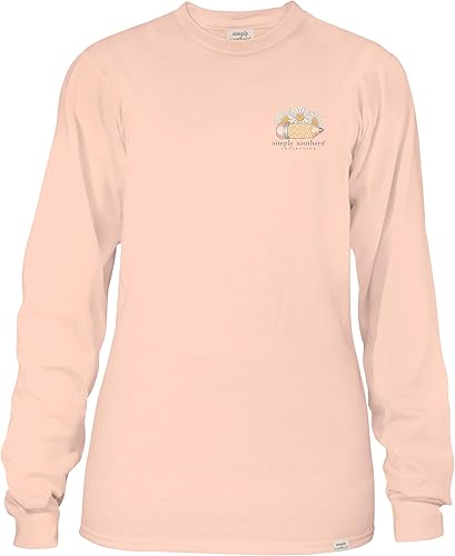 Miniatura 3 de Simply Southern Peach, Love, Teach Camiseta de manga larga para mujer Preppy and Stylish Creme Relaxed-Fit