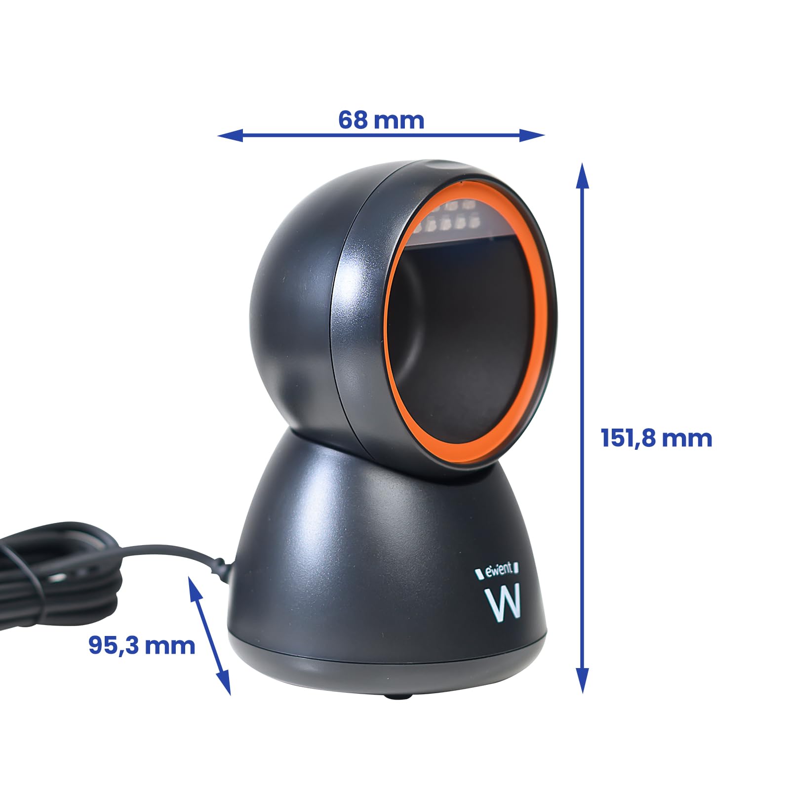 EWENT EW3450 Lettore di codici a barre omnidirezionali 1D 2D QR con cavo USB, a mani libere, scansione automatica con rilevamento delle immagini, supermercati, farmacie, magazzini. Personal computer,