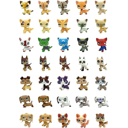 Mini Pet Toys Collection # Rare Cat Dog Dachshund Cocker Spaniel Great Dane Collie Animal Figures (2pcs Pet Random)