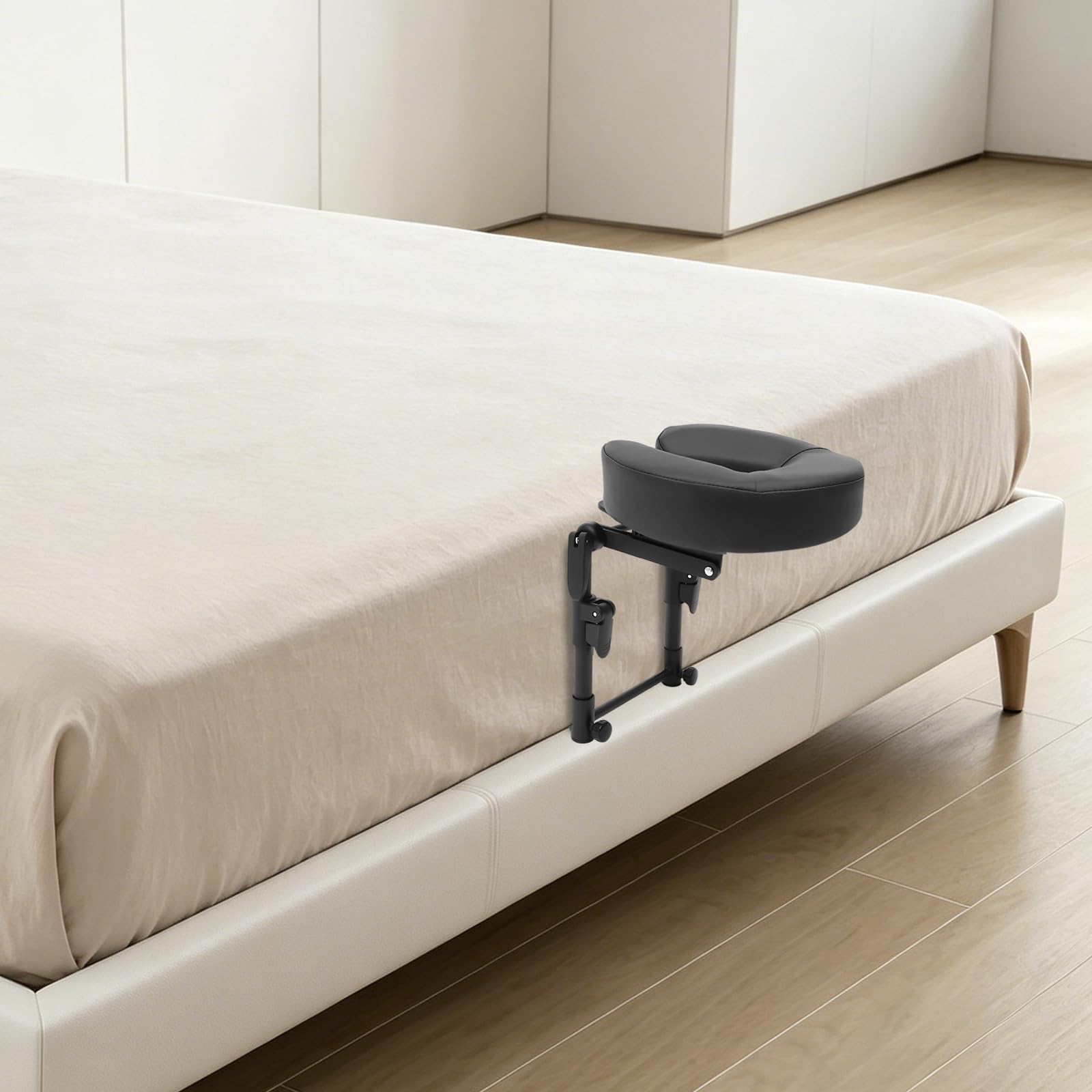 Supporto per il viso per lettini da massaggio, poggiatesta regolabile per tavolo da massaggio | Regolabile in altezza 14-45 cm e inclinabile a 180°, nero, per massaggio, fisioterapia e cura post-operatoria, 42 x 27 cm