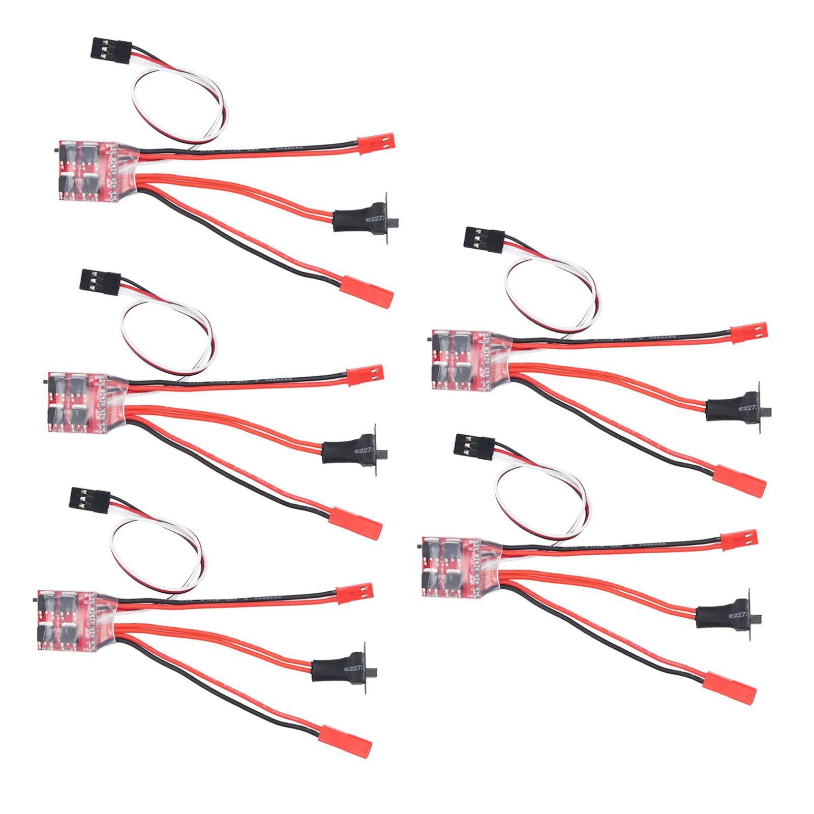 RC 30A Brushed ESC with Enhanced Power and Simple Connection, 5PCS Way JST Interface Speed Controller for 1/18 RC Cars and Boats