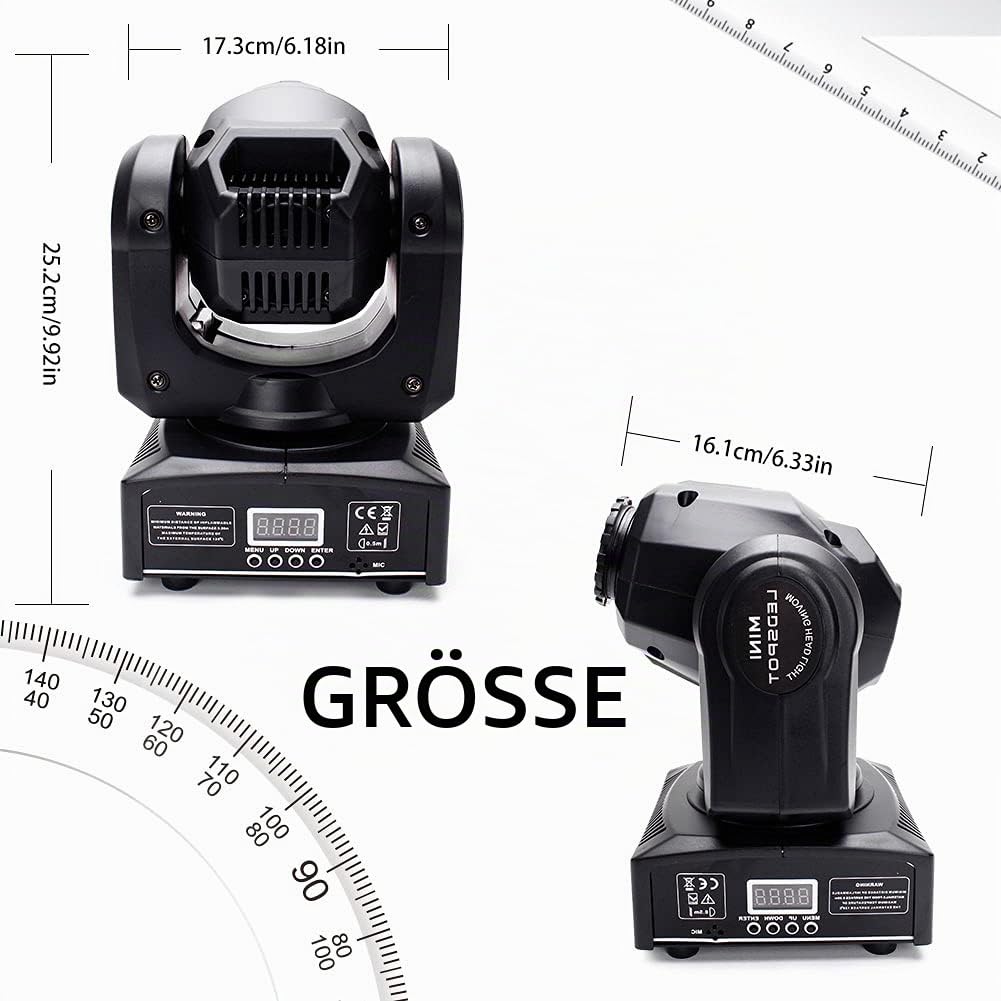 Moving Head Mini Bühnenlicht 60W LED RGBW Partylicht Bühnenlichter DMX512 10/12 Kanäle Lichteffekt für DJ Disco Party Lights Geburtstag party,Halloween,Hochzeit,Kinder Party,Weihnachten (60W-2pc)