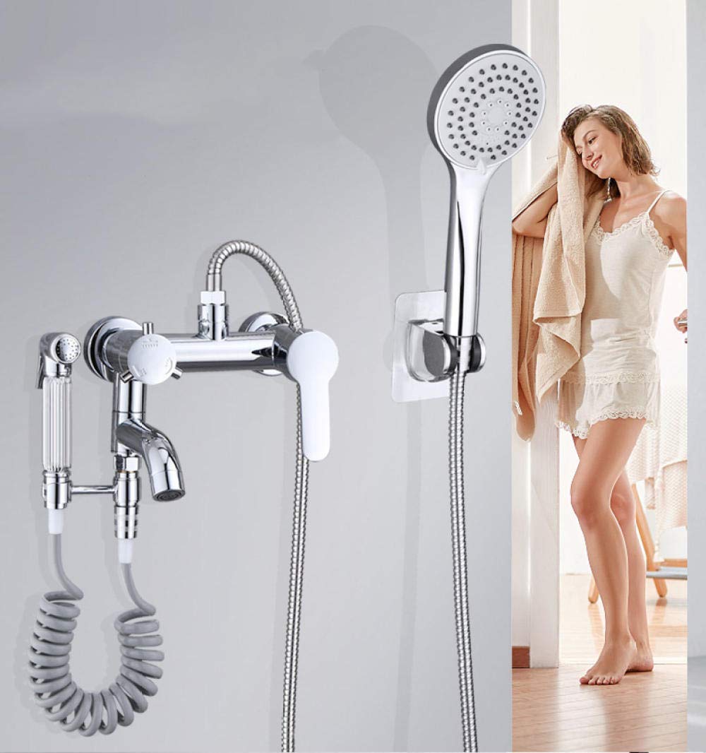 KEKEYANG All Copper Shower Set Simple Shower and Cold Bathroom Bath tub Hanging Wall Type Bath Mixed Water Valve Faucet Bathroom