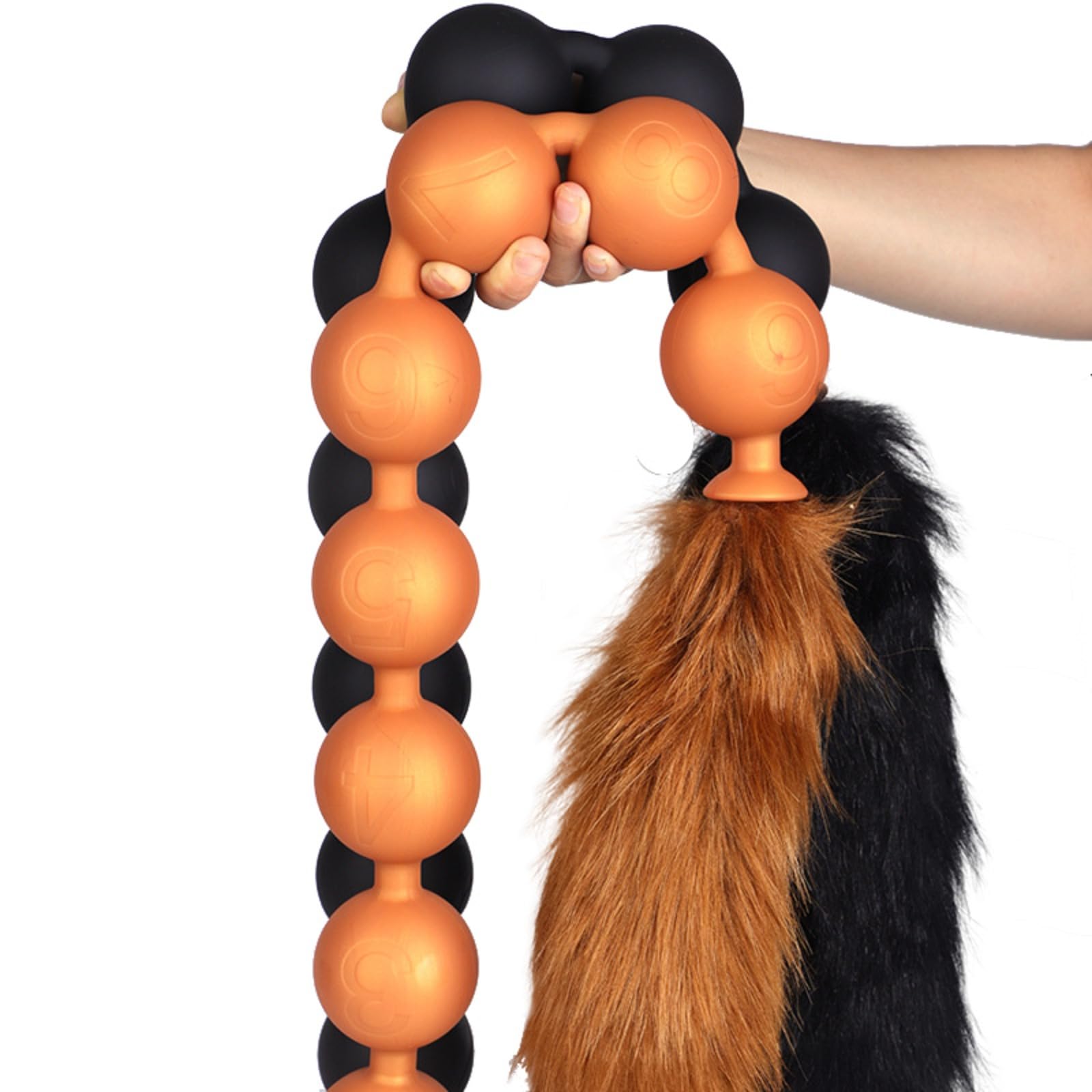 Spina anale Enormi palline anali a 9 sfere Coda anale Butt Plug Palline anali Coda Plug anale Gioca giocattolo del sesso anale