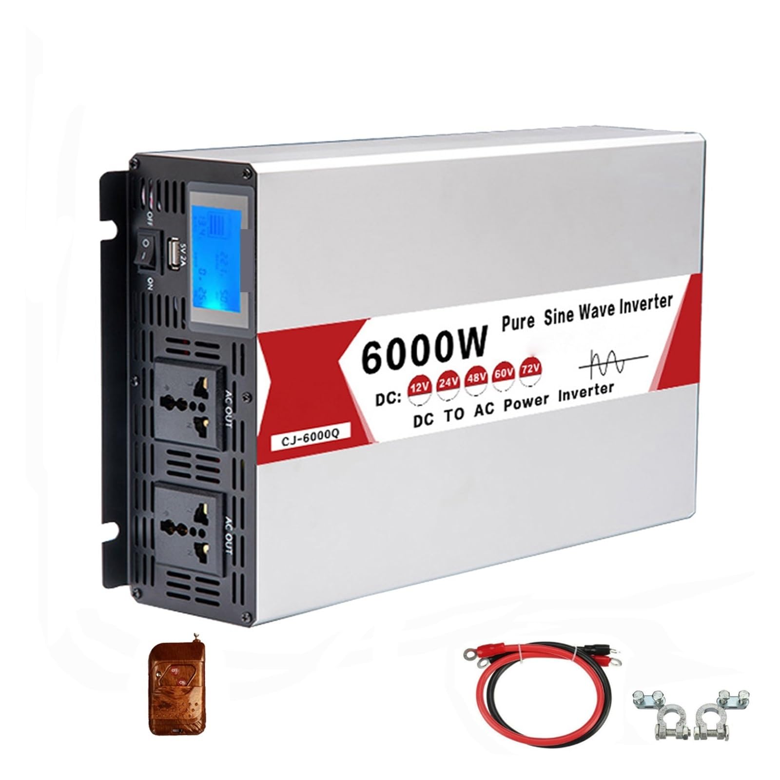 Onduleur pure onde sinus 48V 6000W avec télécommande pour le camping-car
