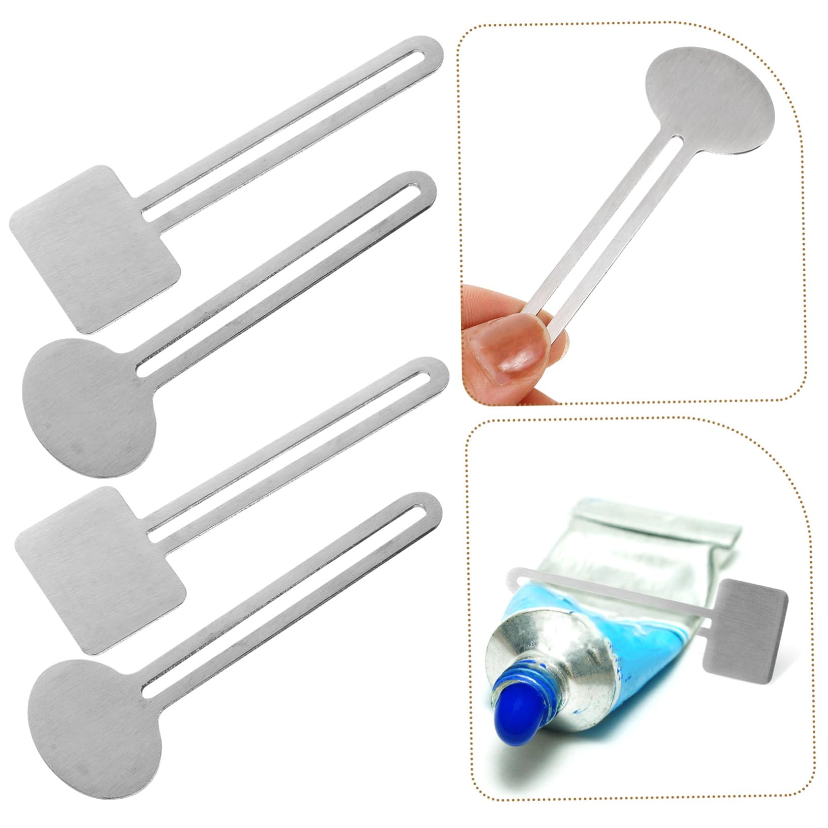 Gogogmee 4pcs Toothpaste Squeezer Tube Squeezing Tool Metal Toothpaste Dispenser Squeezers Squeezer Tool Tube Squeezers Tool Manual Dispenser Squeezers Tube Wringers Stainless Steel Silver