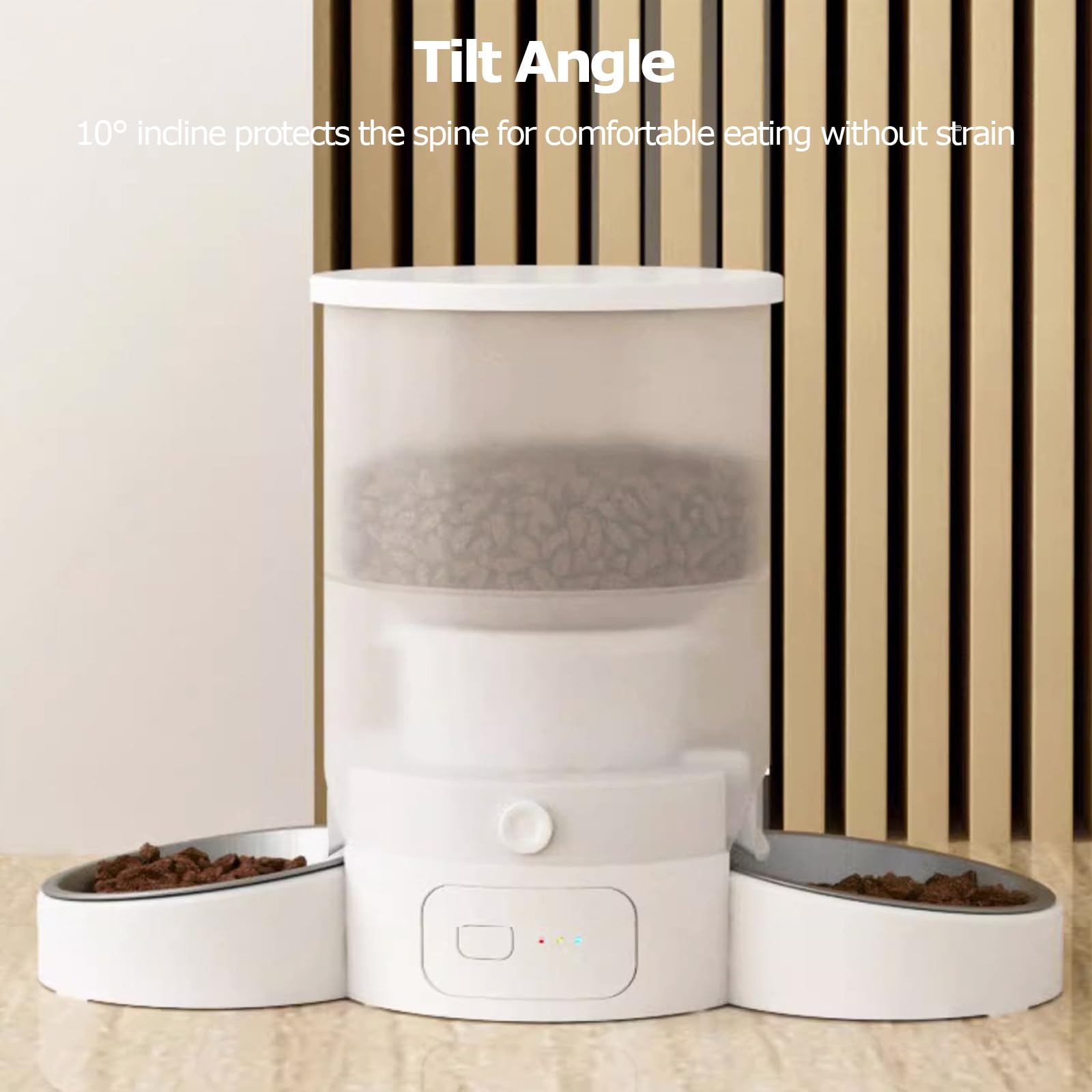 Podwójny Automatyczny Karmnik Dla Kotów 2 Koty, Automatyczny Podajnik Karmy Suchej Dla Zwierząt, Inteligentne Sterowanie Zdalne Przez Aplikację, Podwójny Tryb White Double Bowl Button-operated model