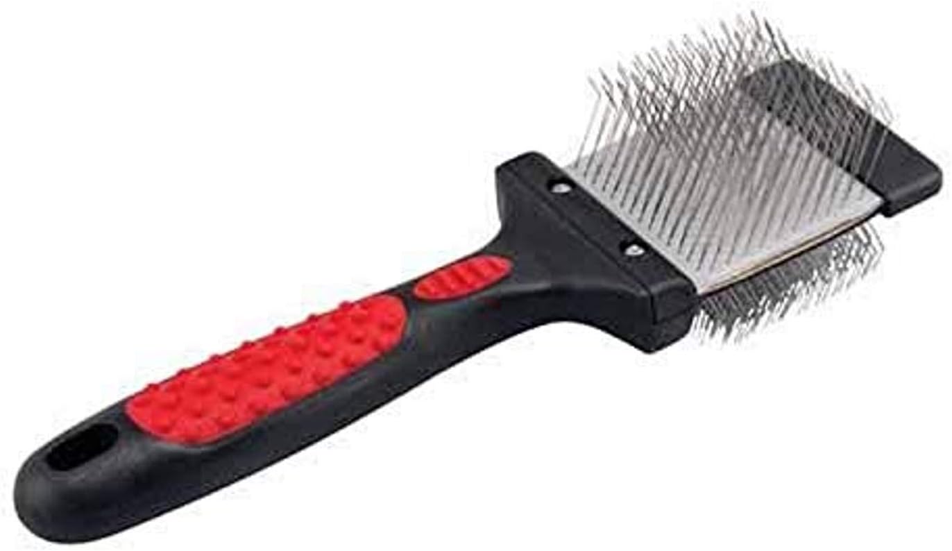 RYAN'S PET SUPPLIESPaw Brothers Double Sided Firm Flex Slicker Brush, Professional Grade, Angled Stainless Steel Pins, Comfort Grip, Flexible Head, Firm, Large