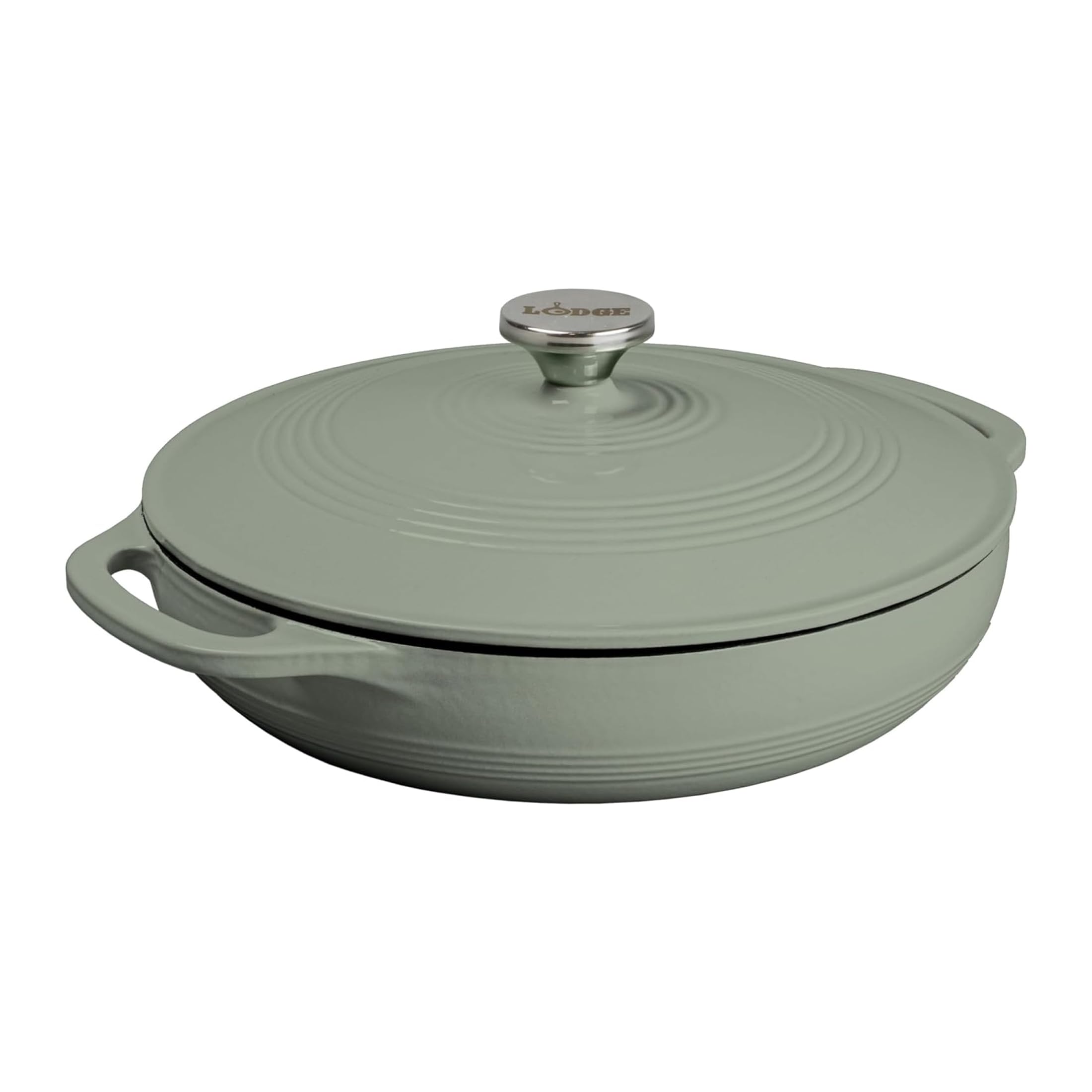 Lodge Essential Enamel Cast Iron Braiser, 3.6 Quart, Desert Sage