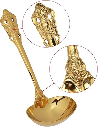 Miniatura 6 de Cucharones de 1 pieza Cuchara de servir de acero inoxidable 304 Cucharón de sopa Herramienta de cocina Accesorios de cocina Cuchara dorada Cuchara