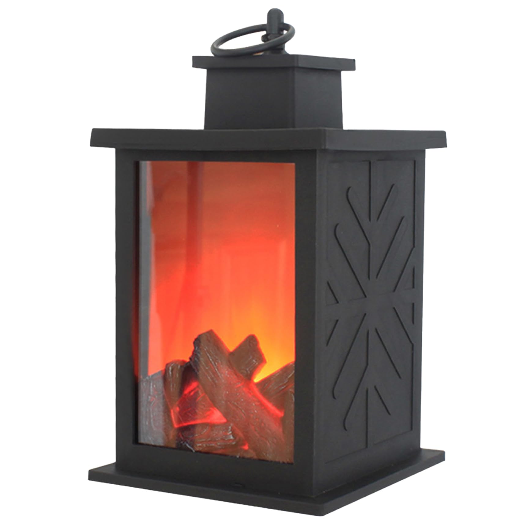 Takingup Large Square Electric Fireplace, Battery Powered Portable Tabletop Electric Fireplace Flameless Led Log Burner Effect Lantern
