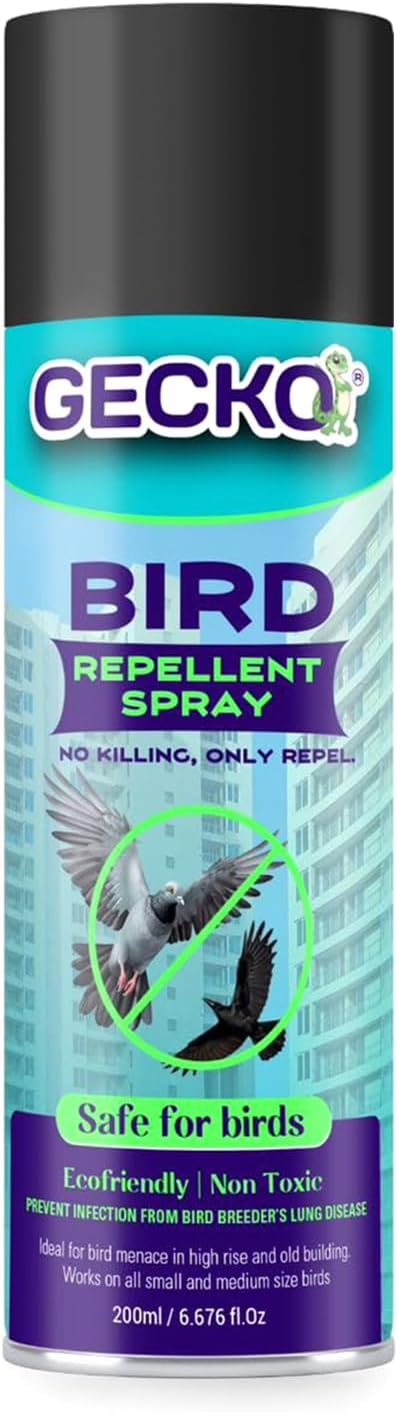 Gecko Bird Repellent Spray For Home And Office | Pigeon Repellent Spray | Bird Control Spray| Non-Toxic Spray| Safe for Birds | No Killing Only Repel - Easy to Spray - Pack of 1 (200 ML)