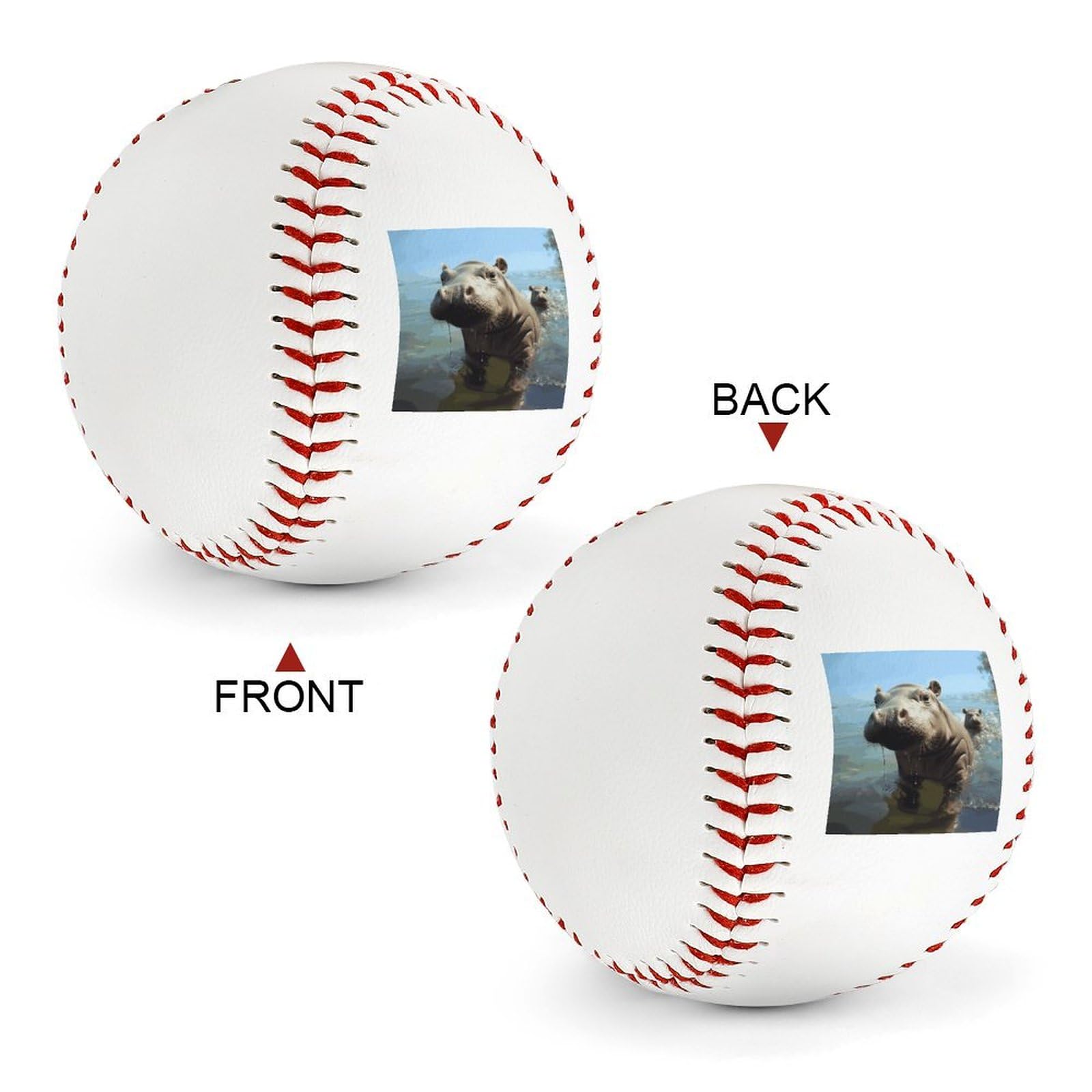 BVNMT Leather Cute Baby Hippos Printed Baseball Suitable for Children and Teenagers of All Ages Graduation Birthday 2.8 * 2.8 in