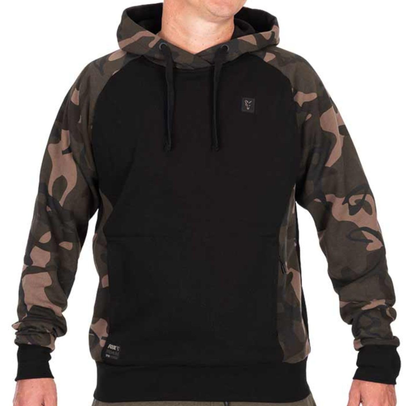 Fox Black /Camo Pullover Premium Hoodie - Fishing Jumper, Jumper For Anglers, Fishing Clothing, Size: L
