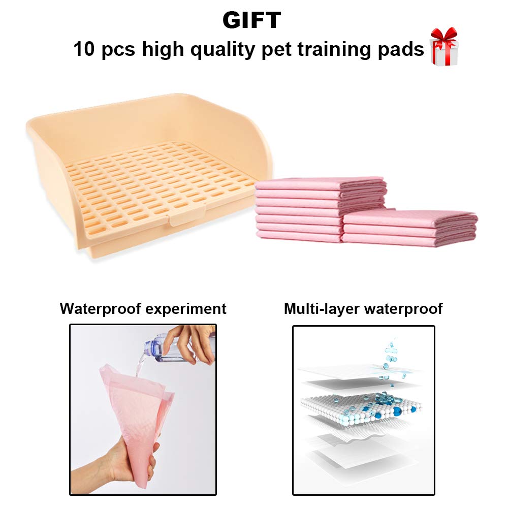 Amakunft Extra große Kaninchentoilette mit 10 Bonus-Pads, Kunststoff, Meerschweinchenklo für Käfig mit abnehmbarem Gitter, für den Innenbereich, für Kleintiere/Ratten, 43,2 x 33 cm
