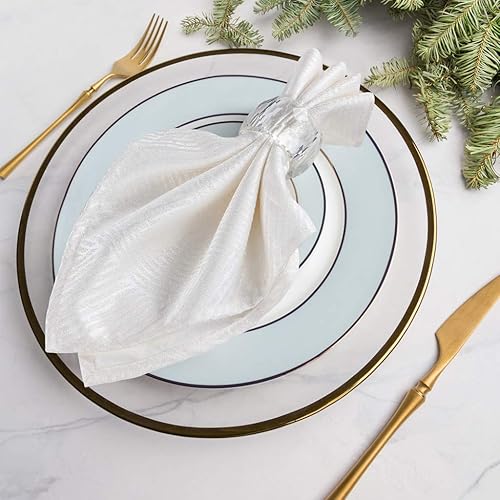 Miniatura 4 de MDLUU 4 servilleteros de cristal, hebillas de servilletas de 2.3 pulgadas de diámetro, anillos transparentes para servilleteros para Navidad, Acción