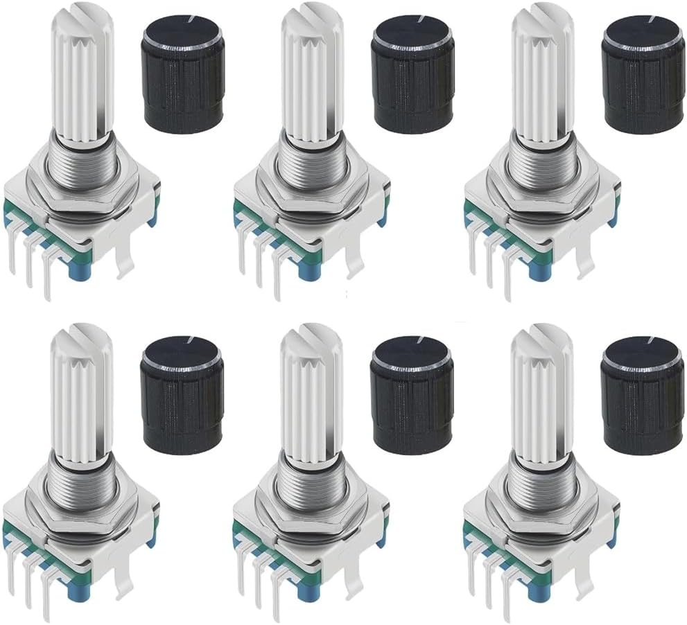 EC11 Rotary Encoder 6pcs Set 360¡ã 5 Pins Push Button Knob Cap for, ESP32 Projects