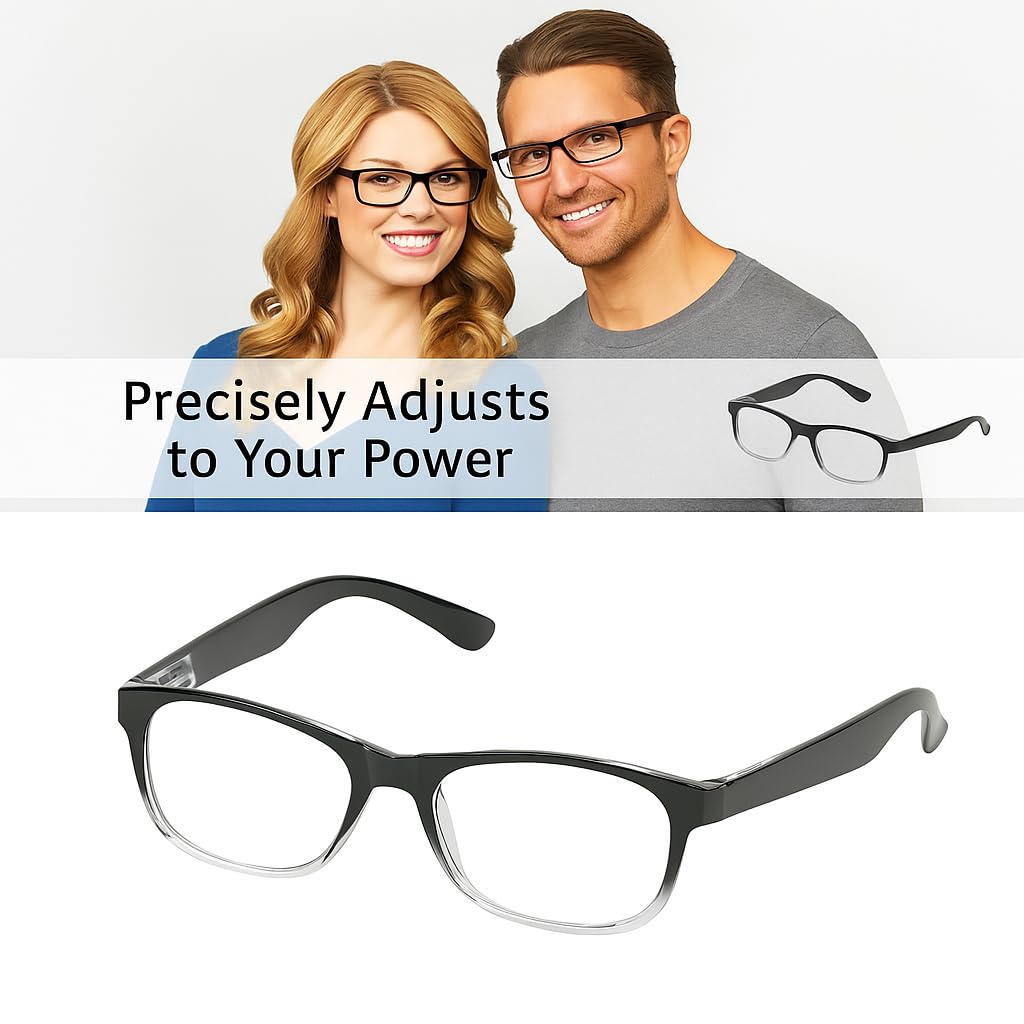 Adjustable Focus Reading Glasses for Men & Women – +0.5 to +2.5 Auto Focus Progressive Blue Light Blocking Specs – One Power Lightweight Rimless Readers for Screen & Book Use - Special Edition - Image 2 thumbnail