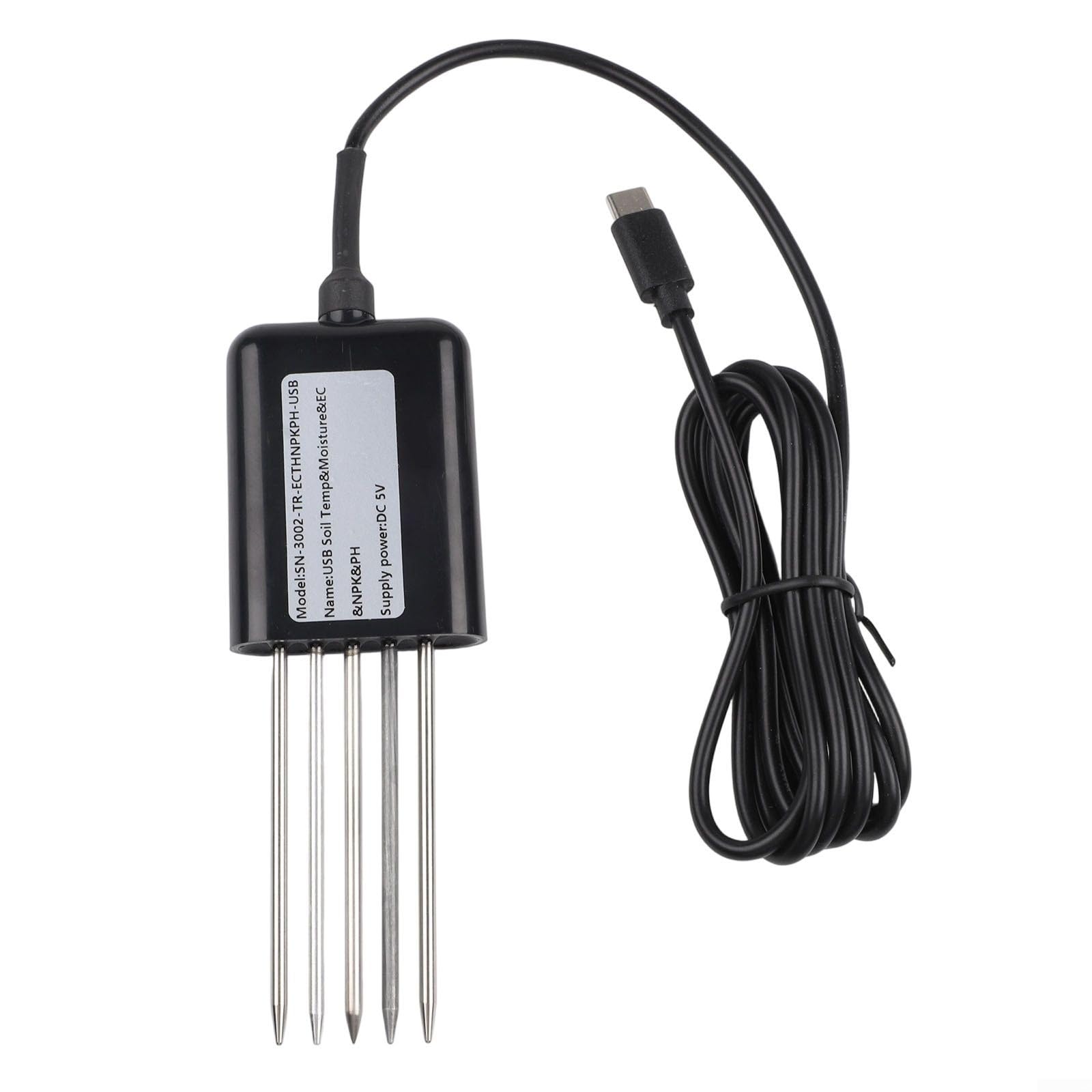 Tester 7 in 1 con sensore del suolo, misura pH, temperatura, umidità, umidità e sostanze nutritive NPK, con sonda impermeabile antiruggine per giardinaggio e ricerca paesaggistica