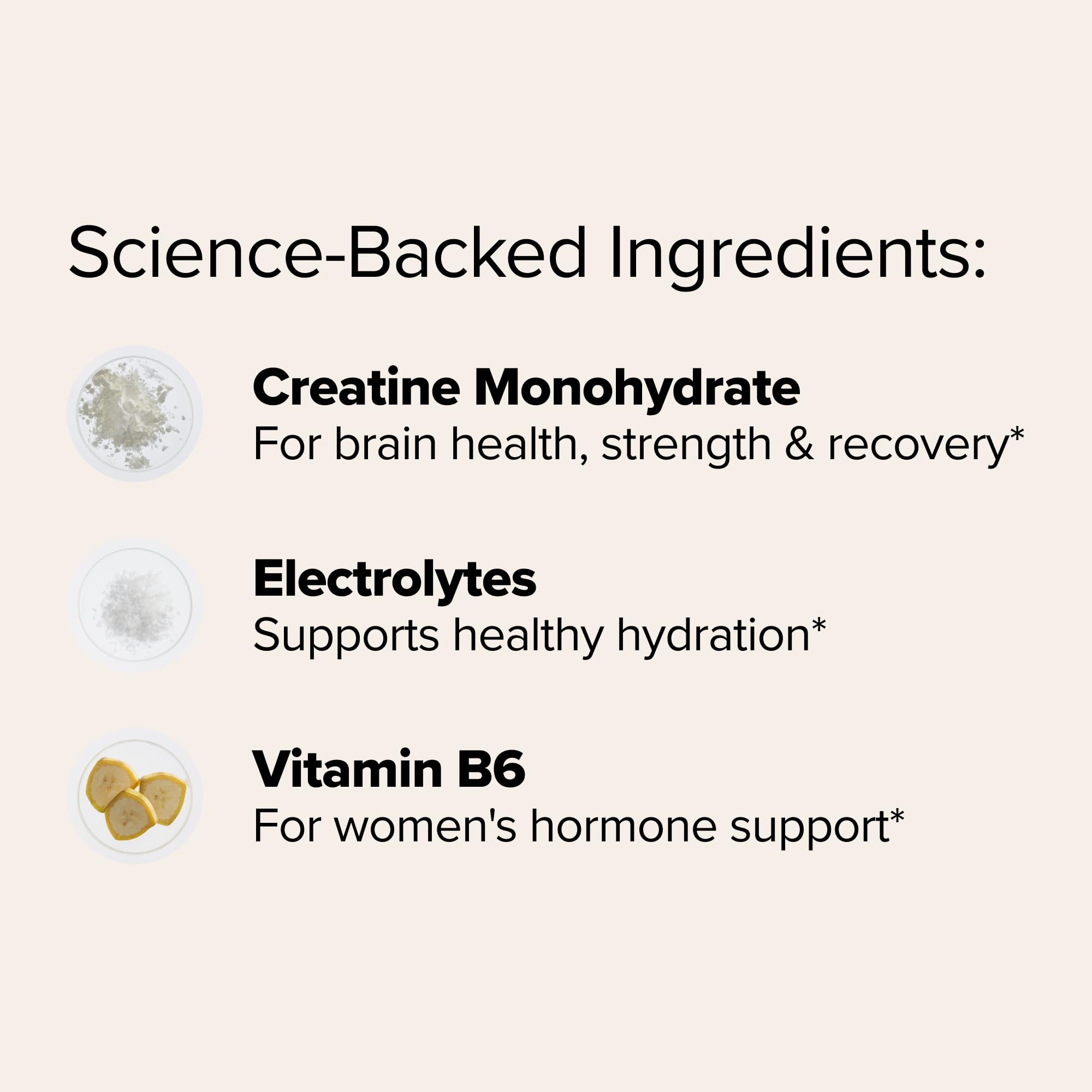 FLO Women's Creatine + Electrolytes for Strength & Tone – 30 Servings — Amazon image 3