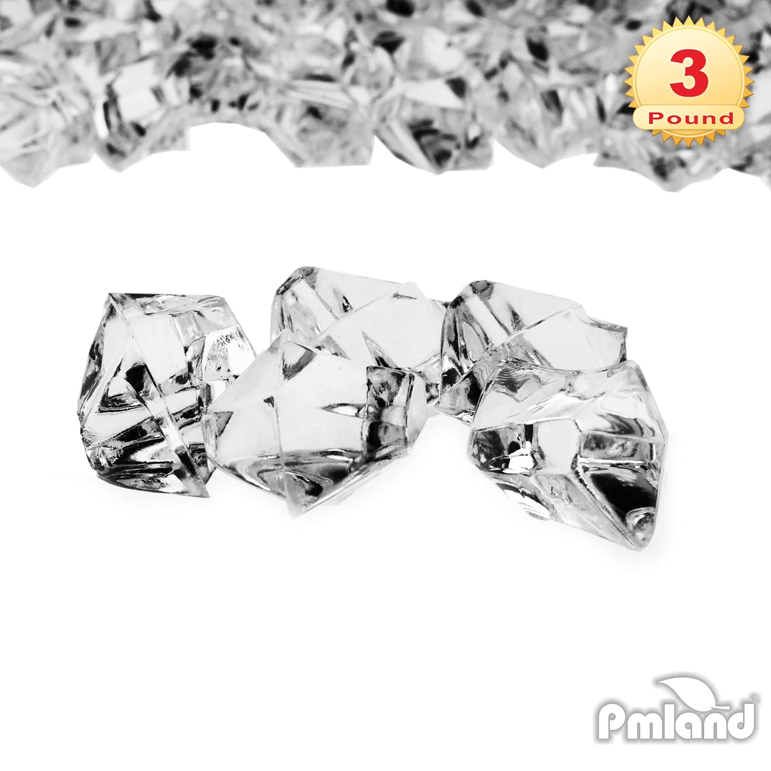 PMLAND Clear Acrylic Ice Rocks Crystals Gems 1 Inch Length 3 lbs Bulk