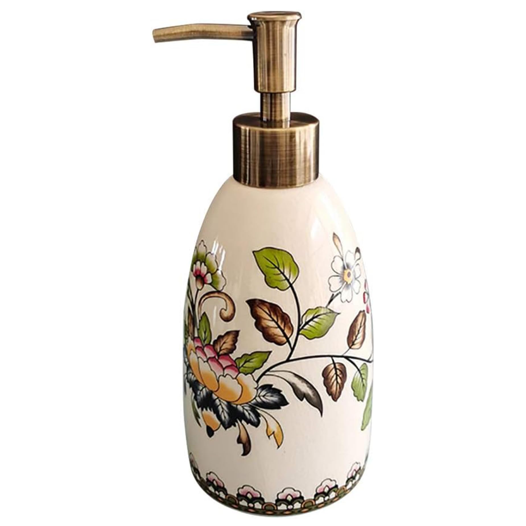 Ngbbby Soap Dispenser 8x3x3 Ceramic Soap Dispenser with Pump Vintage Floral Lotion for Kitchen Bathroom