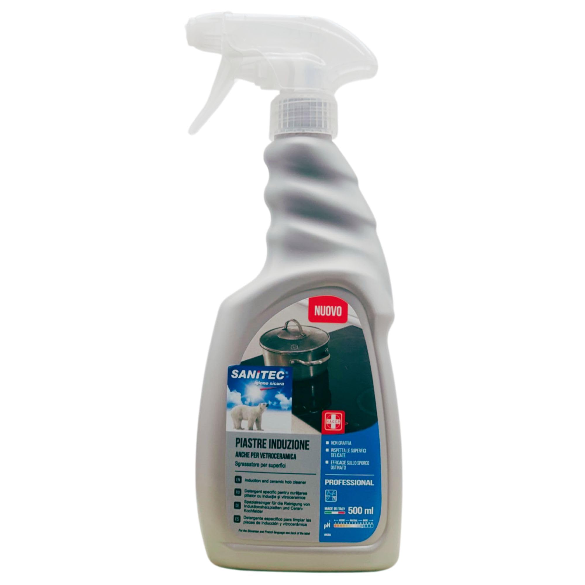 SET PULIZIA PIANI AD INDUZIONE: Detergente Spray, Piastre Induzione Anche Per Vetroceramica 500ml + Raschietto Per Piani Cottura In Vetroceramica + Spugna CERAN