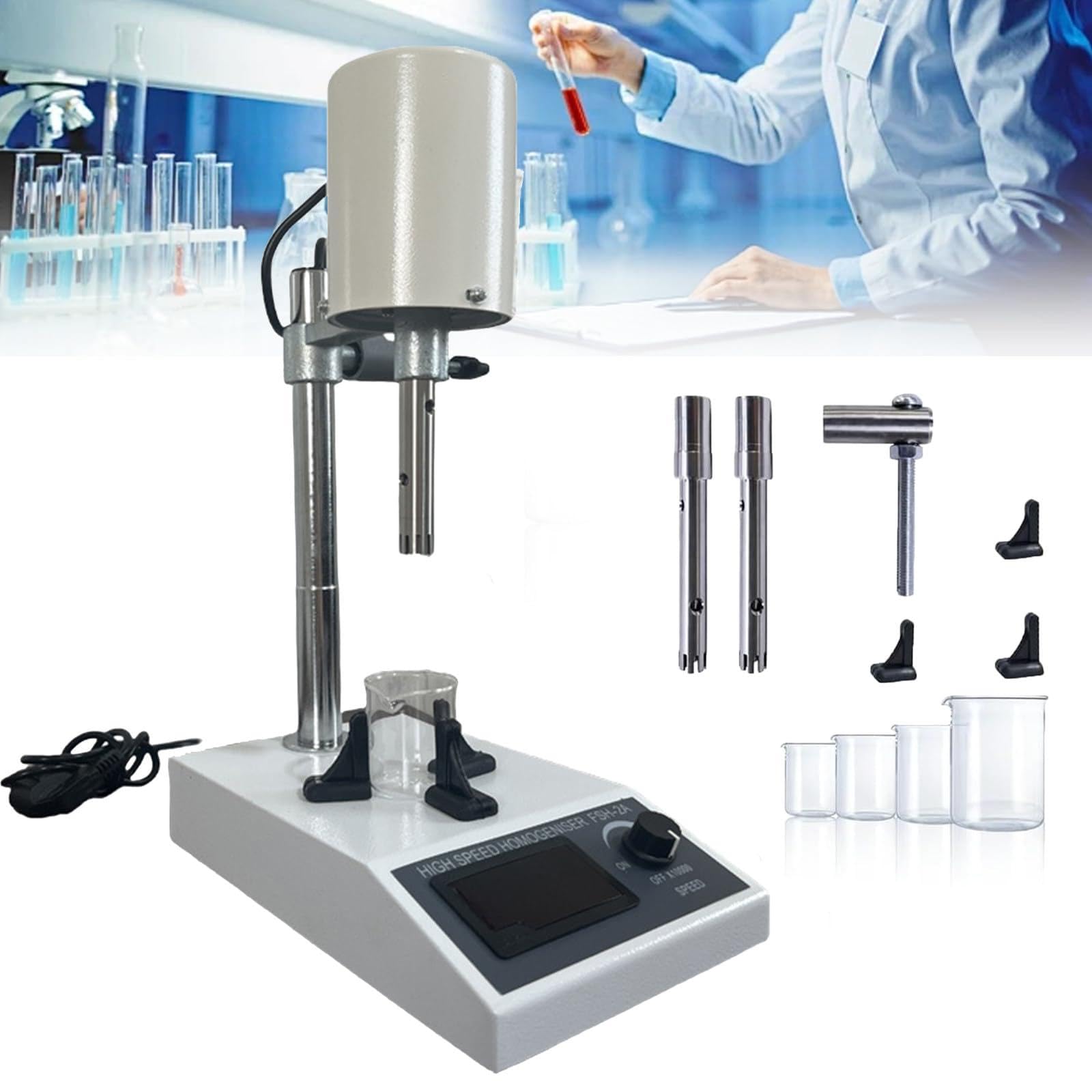 Homogeneizador de alta velocidad 8000-20000 rpm, emulsionante dispersor de laboratorio ajustable, mezclador de dispersión de laboratorio para mezcla y emulsificación